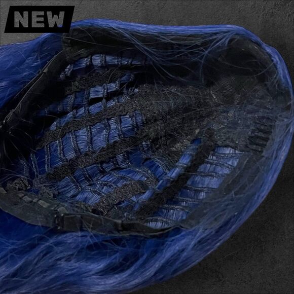 New Long Wavy Synthetic Wig – Deep Navy Blue - Picture 3 of 7